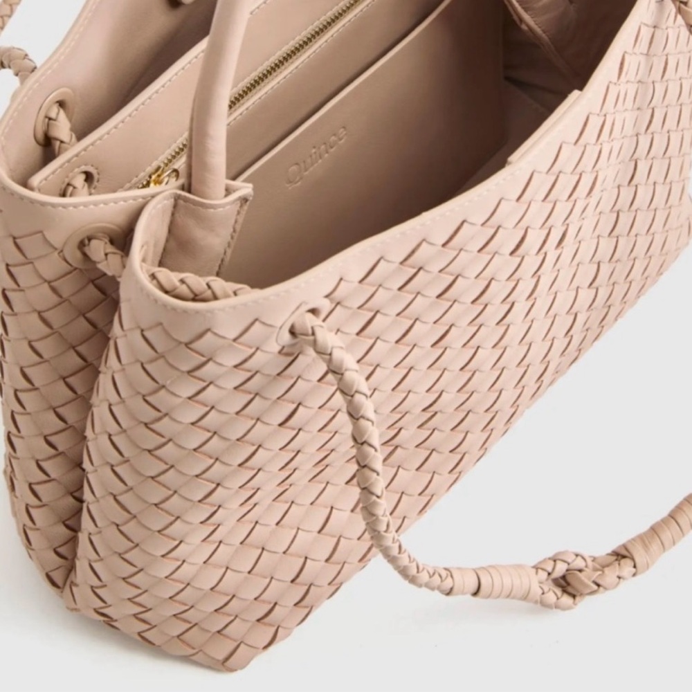 Large Quince Beige Woven Tote/Shoulder Bag - Taupe - Picture 5 of 13
